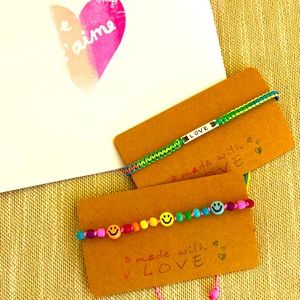 New Super Cute Surfer Boho Rainbow Smiles Love Colorful Friendship Bracelet Set
